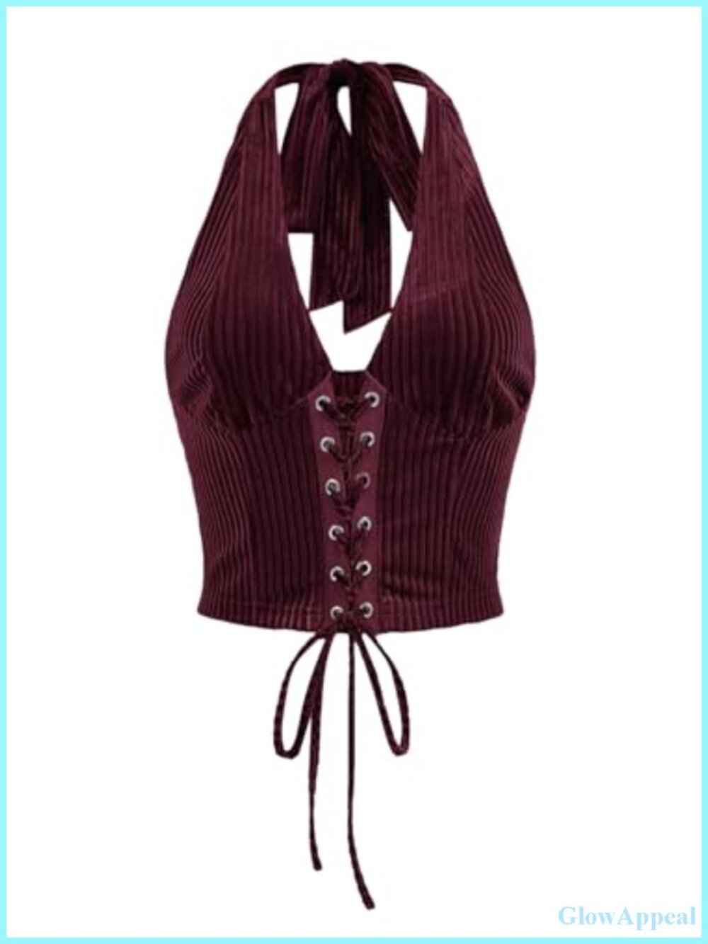 Western Halter Corset Top Lace Up Backless Crop Top